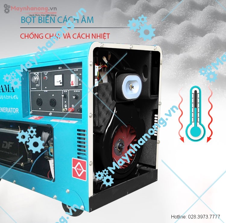 Máy phát điện Tomikama HLC-8500 có thể cách âm, cách nhiệt và chống cháy