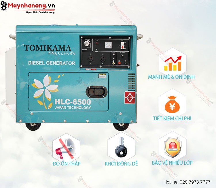 Máy phát điện Tomikama HLC 6500 tích hợp nhiều chức năng bảo vệ