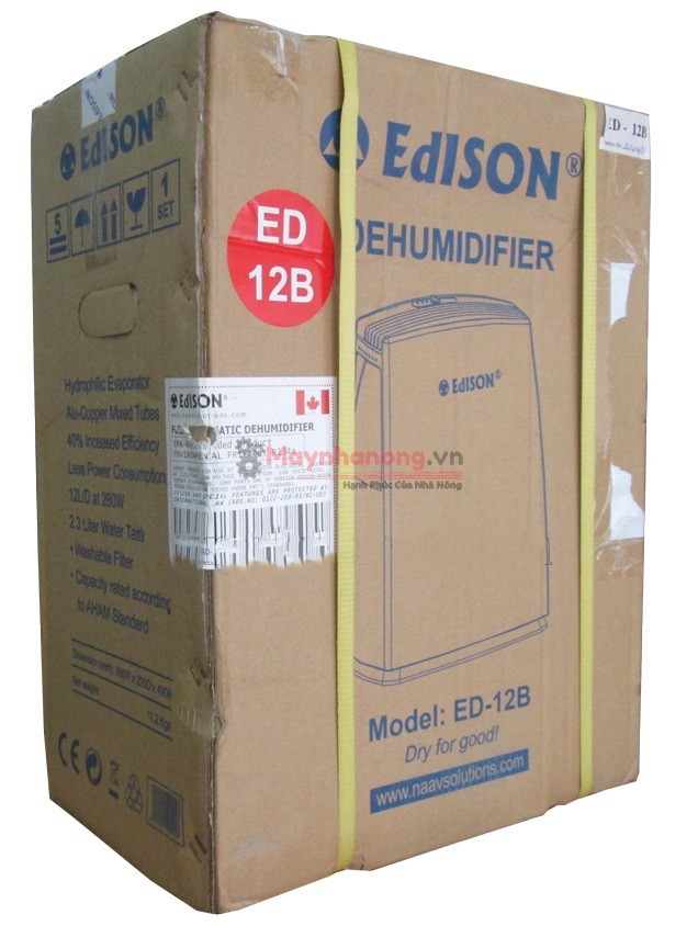 Quy cách đóng gói máy hút ẩm Edison ED-12B
