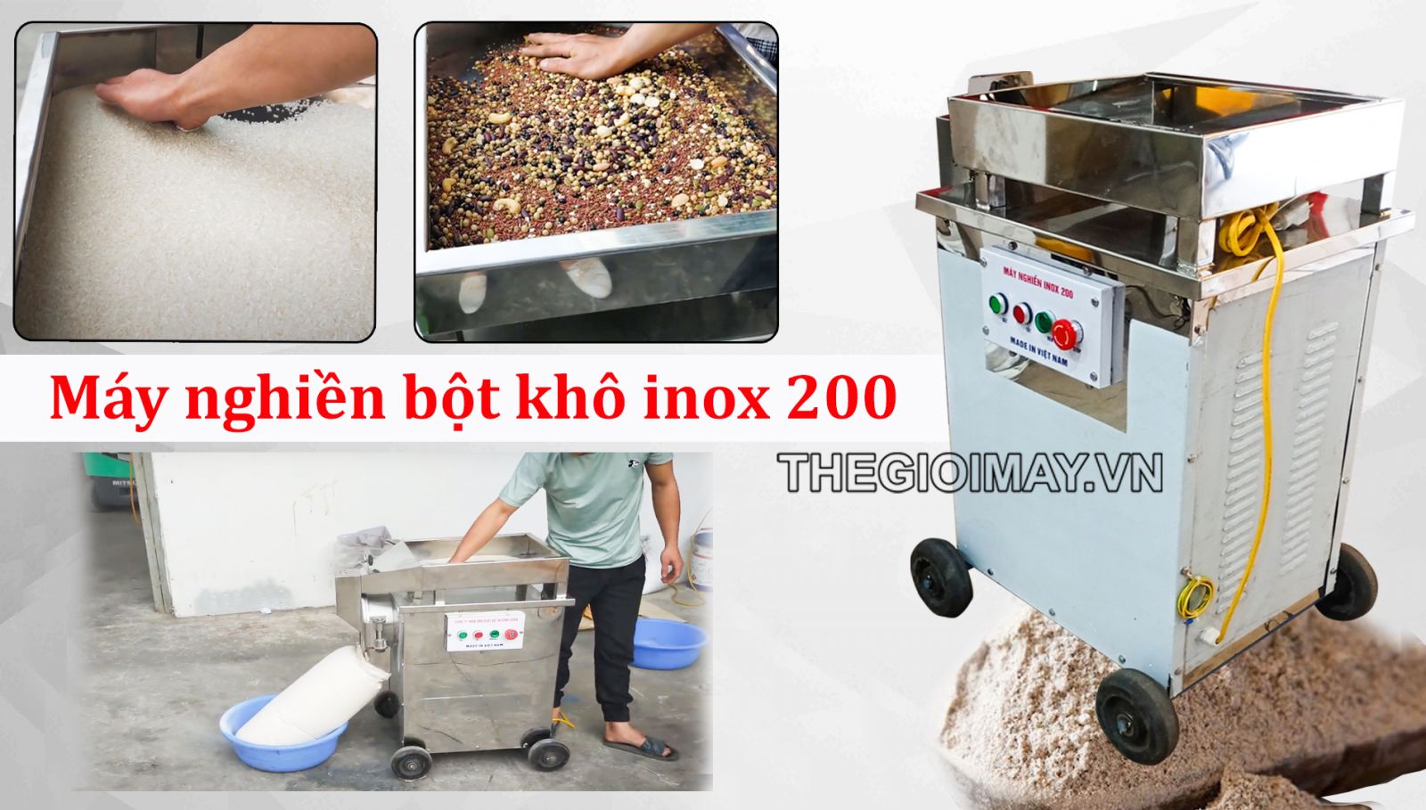 Máy nghiền bột khô Inox 200