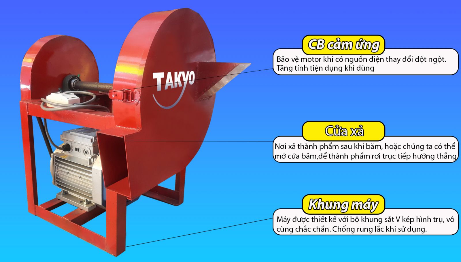 Cấu tạo bộ khung máy băm thái thuốc nam Takyo TK 2200 Plus