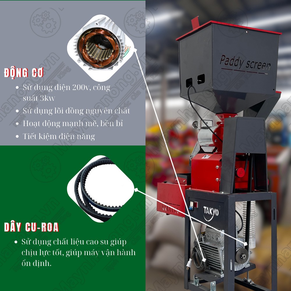 Bộ phận dẫn động của máy xay xát lúa gạo TAKYO TK 190 RP