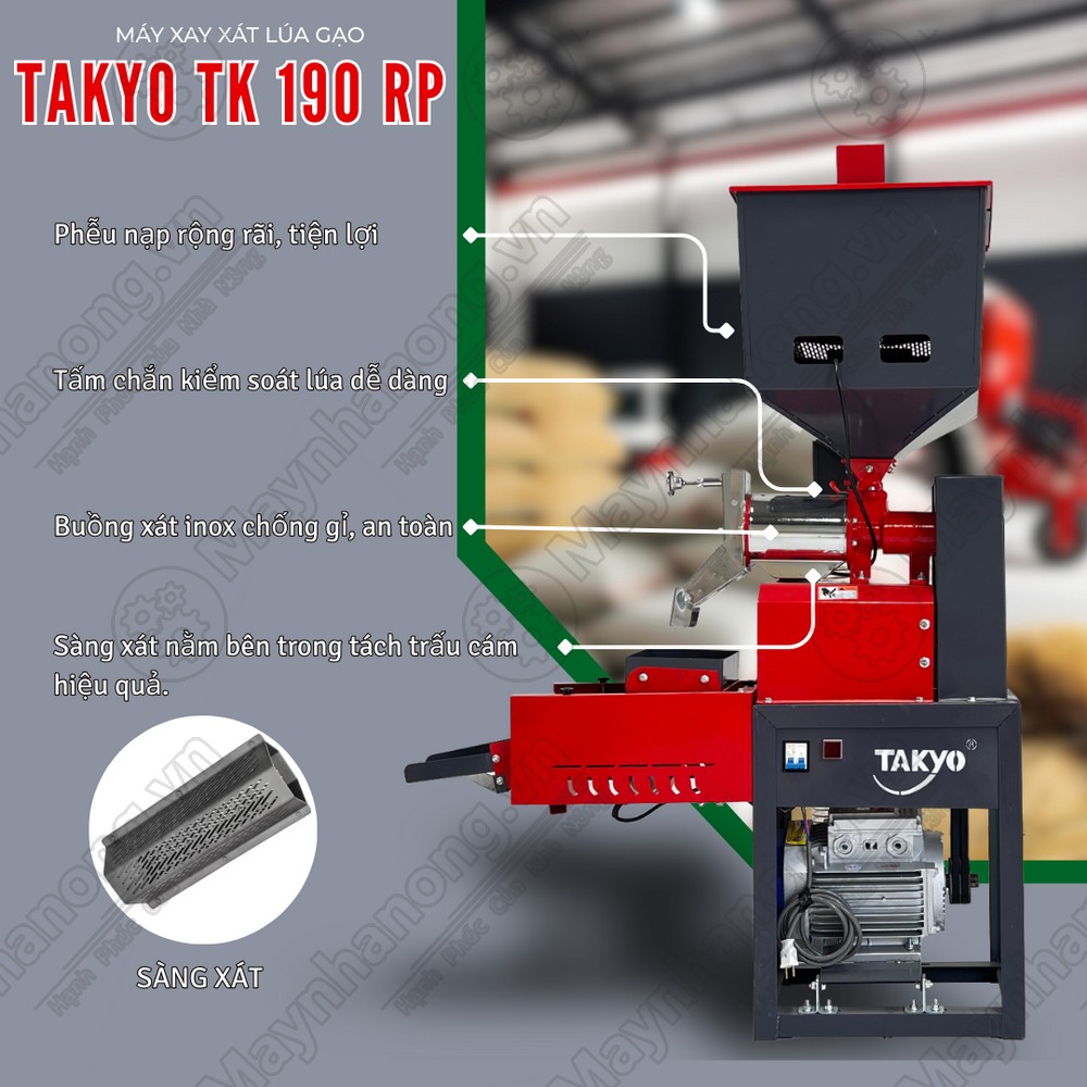 Hệ thống xay xát của máy xay xát lúa gạo TAKYO TK 190 RP
