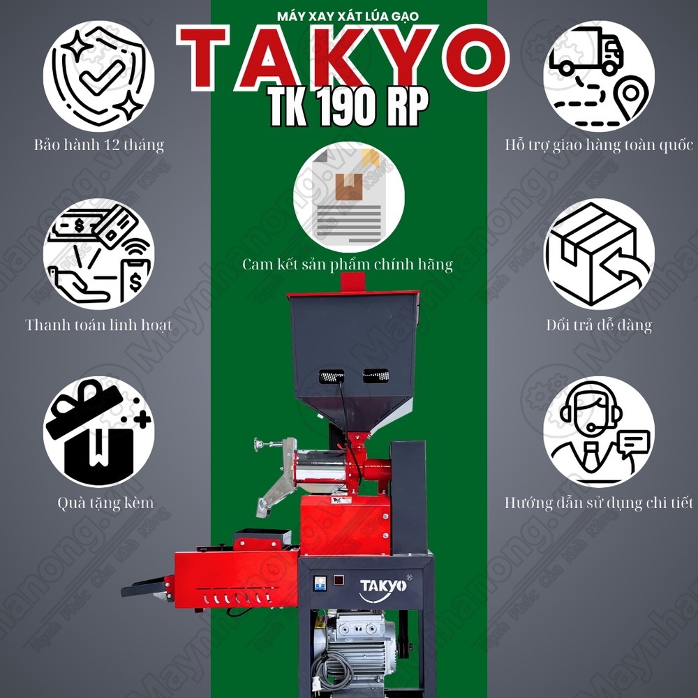 Chính sách ưu đãi khi mua máy xay xát lúa gạo TAKYO TK 190 RP