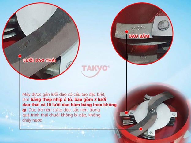 ​Hệ thống dao của máy thái chuối đa năng TAKYO TK 3000.