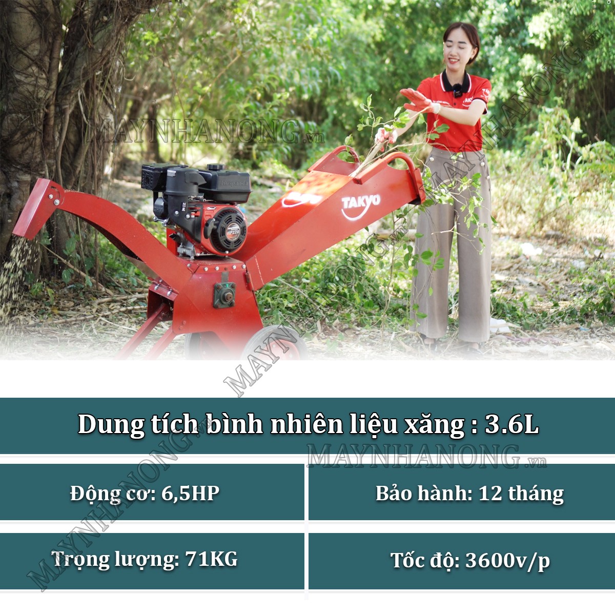 Thông số cấu tạo máy băm cành cây Takyo TK 65