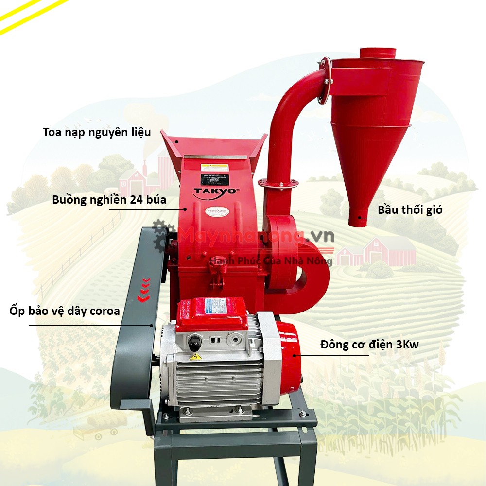 Cấu tạo nổi bật của máy nghiền 24 búa Takyo TK 24-22 3 KW