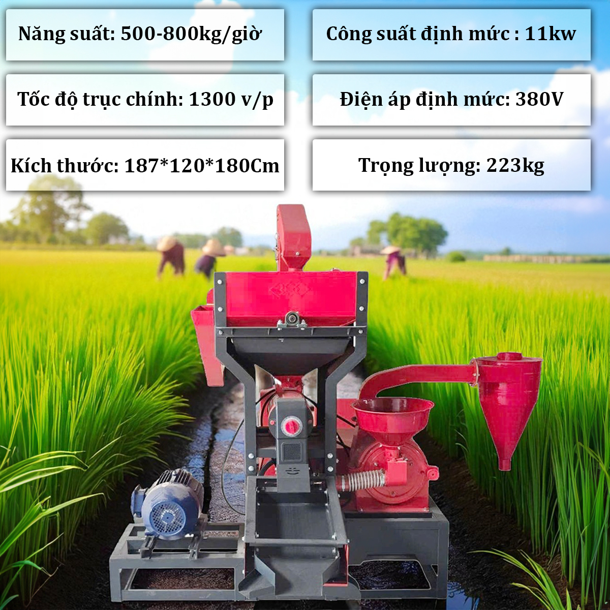 Thông số kỹ thuật máy xay xát gạo liên hoàn Takyo TK 1100