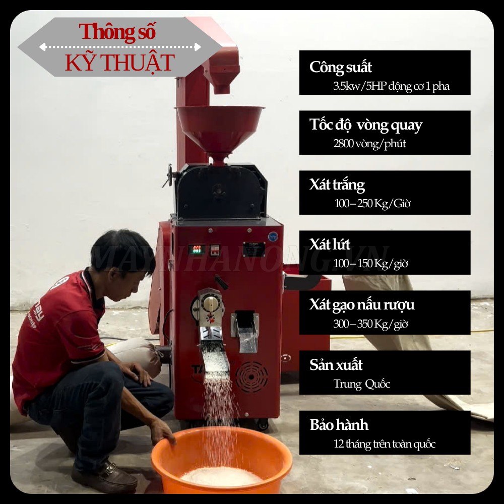 Thông số kỹ thuật của máy xát gạo đời mới Takyo TK 250 CT