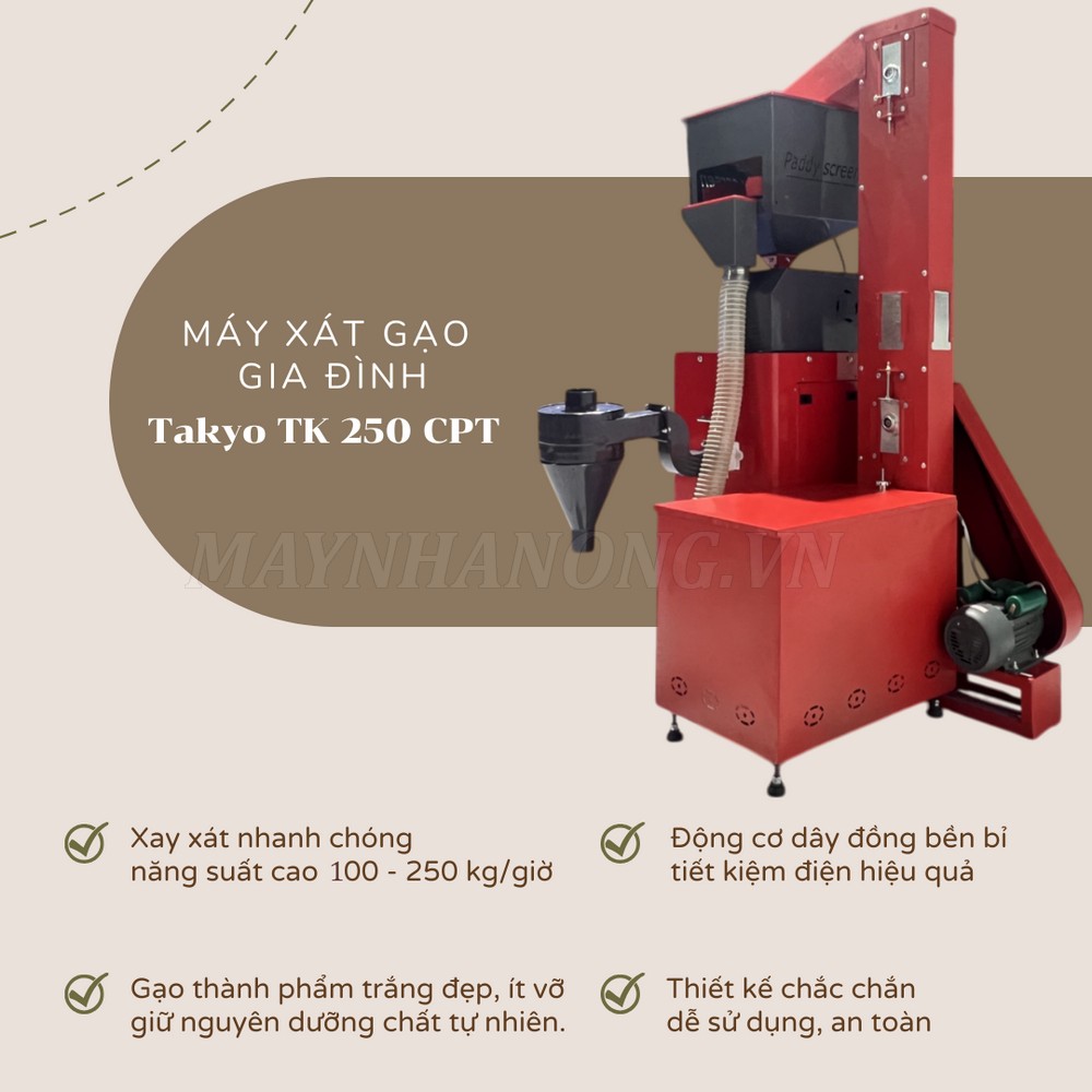 Ưu điểm vượt trội của máy xát gạo mini Takyo TK 250 CPT