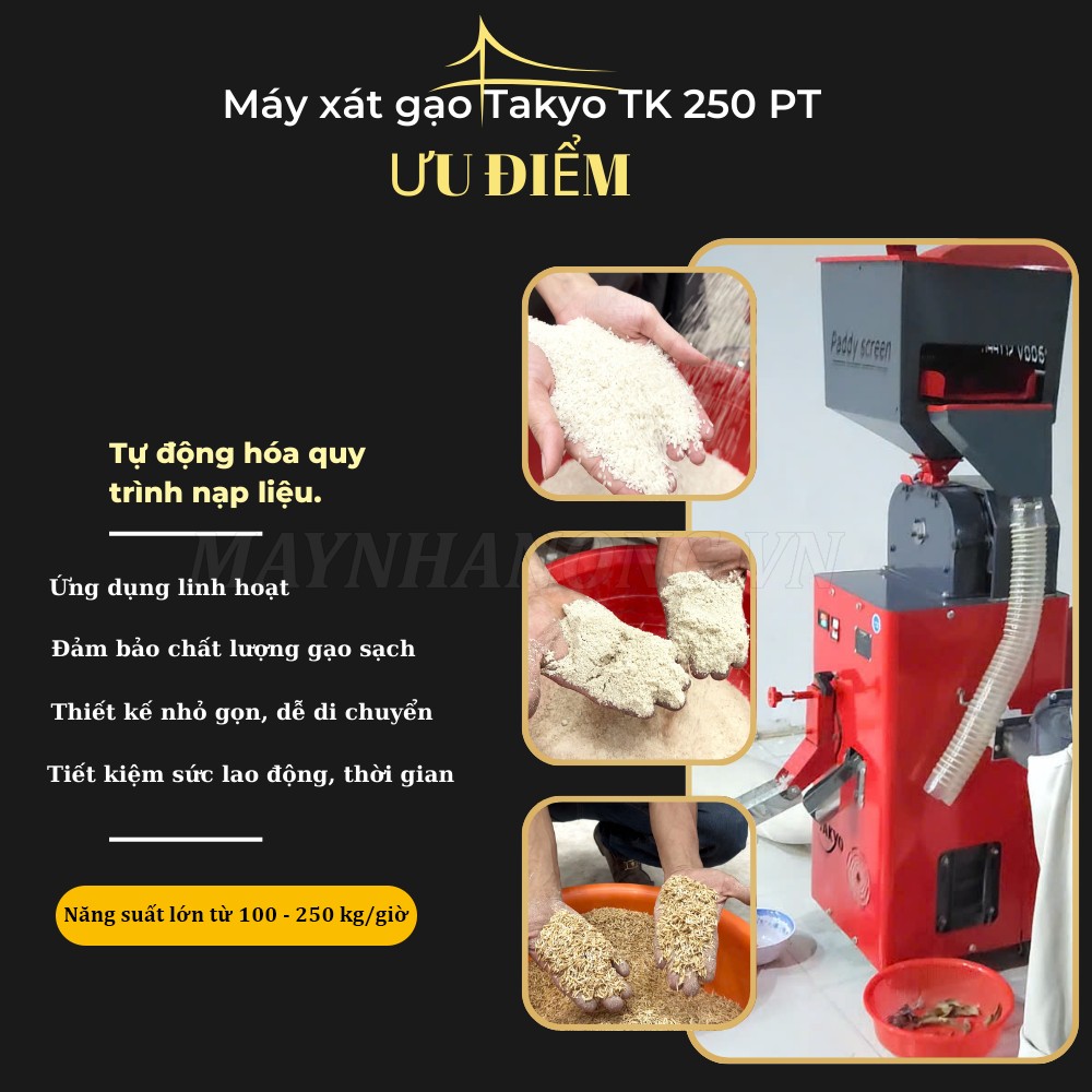 Ưu điểm của máy xát gạo mini Takyo TK 250 PT